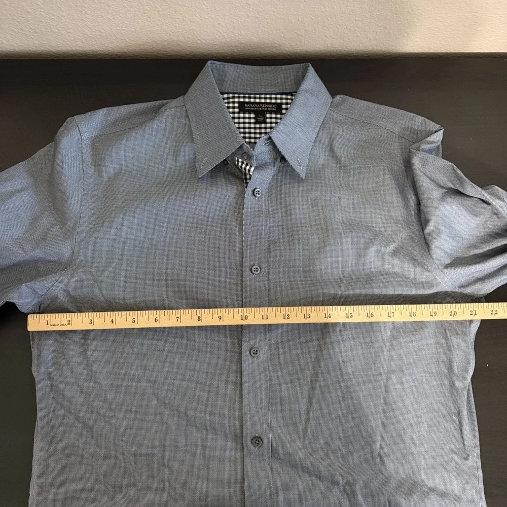 Banana Republic Dress Shirt Men's Large‎ Gray Slim Fit Classic Formel Business